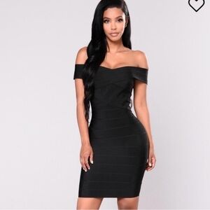 Black Off the Shoulder Bandage Dress